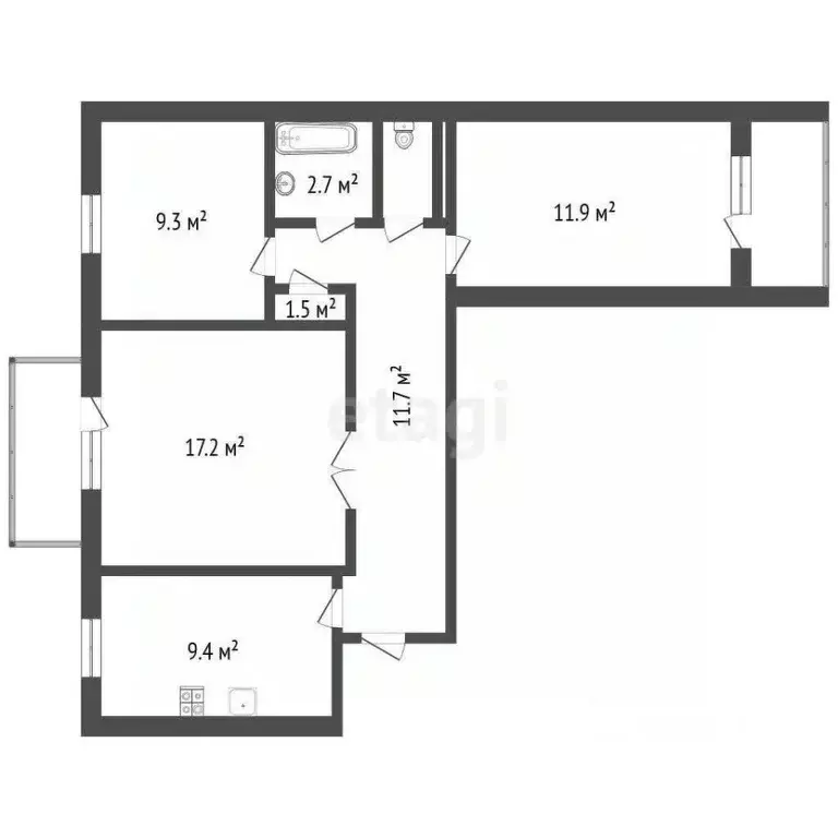3-к кв. Воронежская область, Воронеж Красноармейская ул., 33/9 (74.0 ... - Фото 2