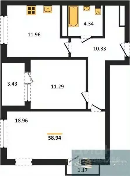 2-к кв. Воронежская область, Воронеж ул. Ломоносова, 116/1 (58.9 м) - Фото 0