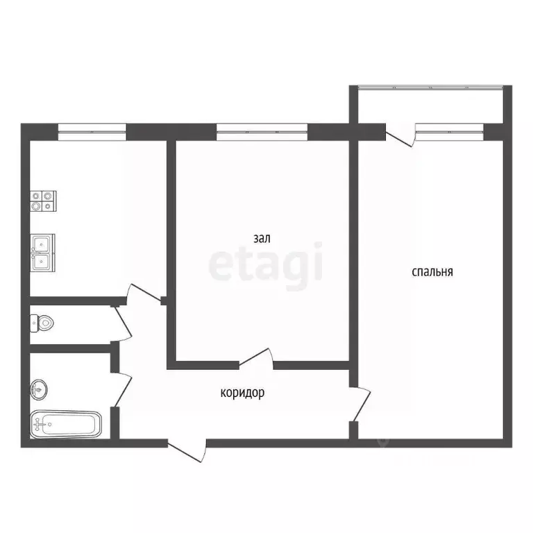 2-к кв. Кемеровская область, Юрга ул. Мира, 17 (46.7 м) - Фото 1