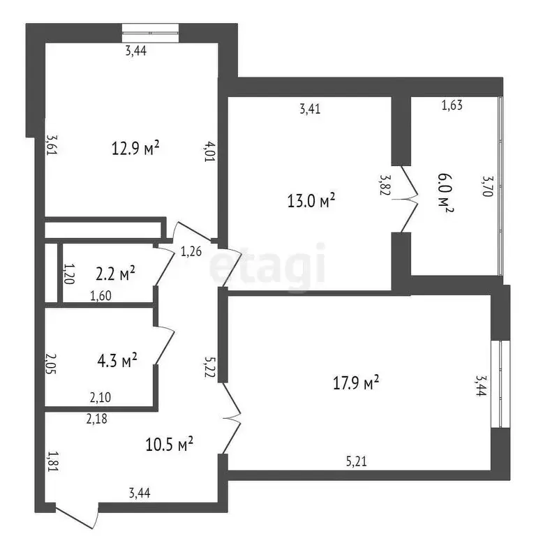 2-комнатная квартира: Обнинск, улица Табулевича, 5/2 (60.8 м) - Фото 0