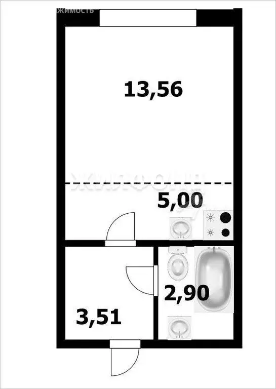 Квартира-студия: Новосибирск, улица В. Высоцкого, 141/13 (25 м) - Фото 0