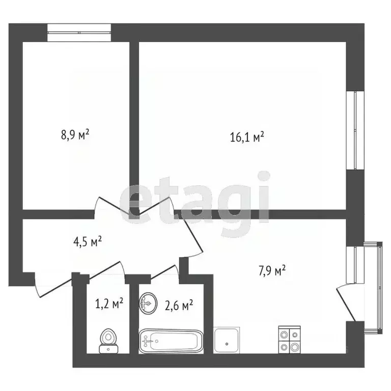 2-к кв. Тульская область, Белев Рабочая ул., 93 (42.4 м) - Фото 1