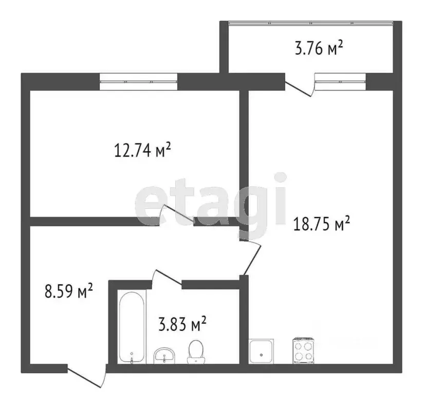1-к кв. Тюменская область, Тюмень ул. Вадима Бованенко, 5 (44.0 м) - Фото 1