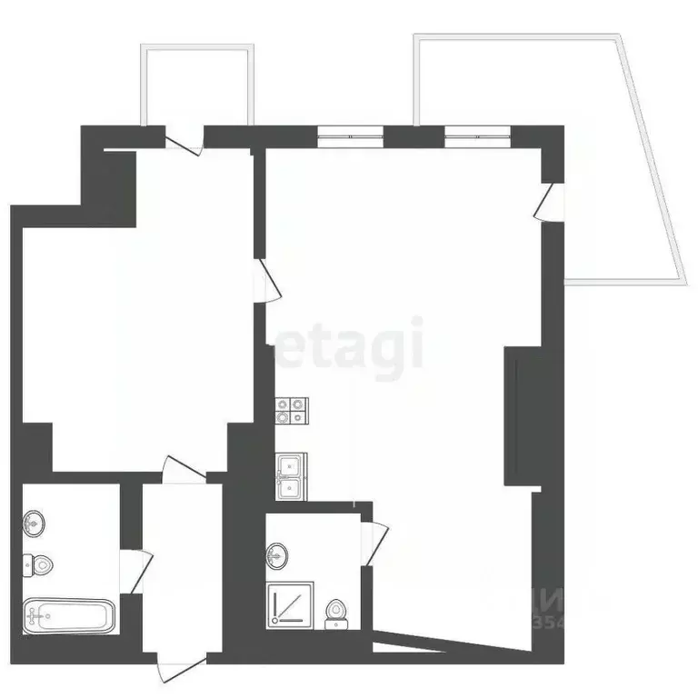 2-к кв. Крым, Ялта муниципальный округ, Виноградное пгт ул. Красина, ... - Фото 1