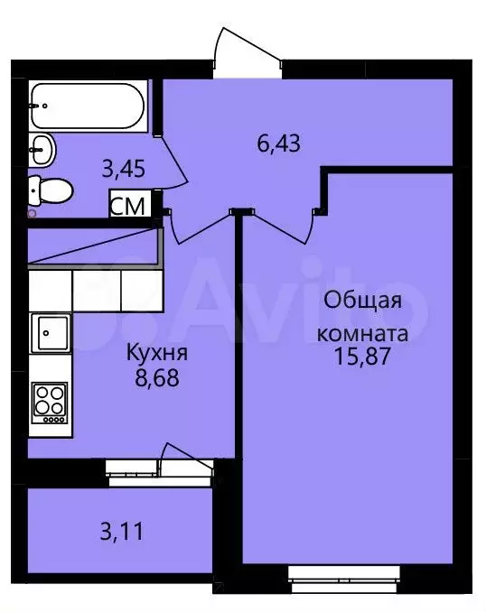 1-к. квартира, 36 м, 1/12 эт. - Фото 1
