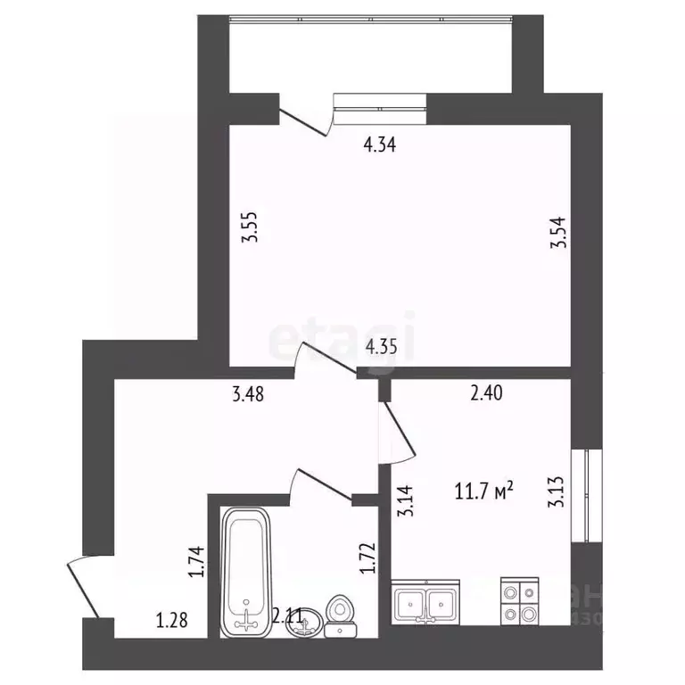 1-к кв. Мордовия, Саранск Севастопольская ул., 23А (34.0 м) - Фото 2