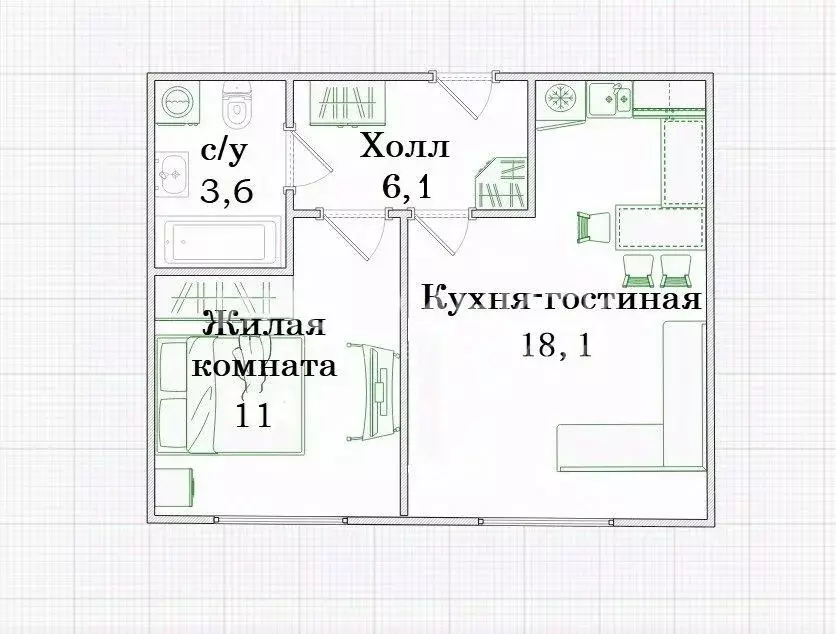1-к кв. Москва ул. Красулинская, 13 (38.8 м) - Фото 2