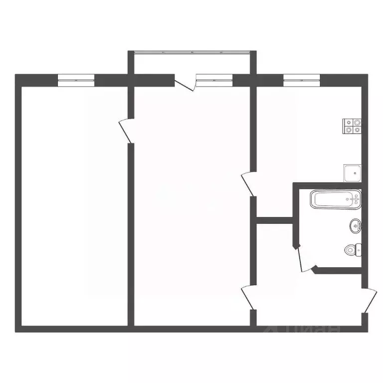 2-к кв. Тульская область, Тула ул. Галкина, 37 (45.1 м) - Фото 0