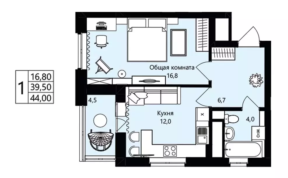 1-комнатная квартира: Саранск, жилой район Юбилейный, 3-й микрорайон, ... - Фото 1