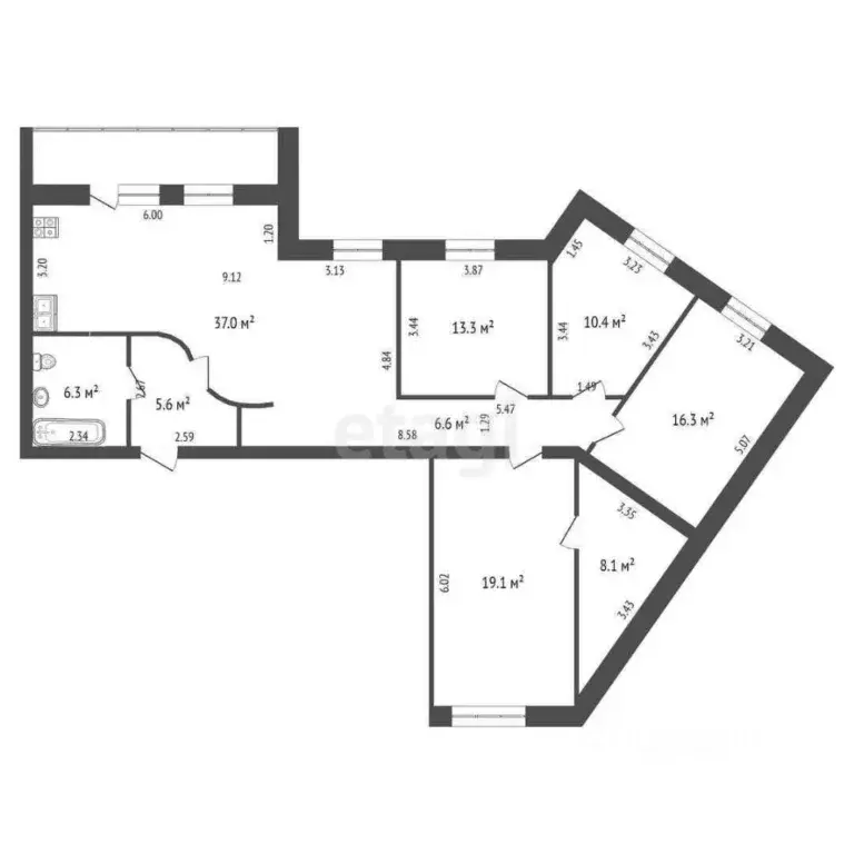 5-к кв. Тюменская область, Тюмень ул. Елизарова, 6 (126.0 м) - Фото 2