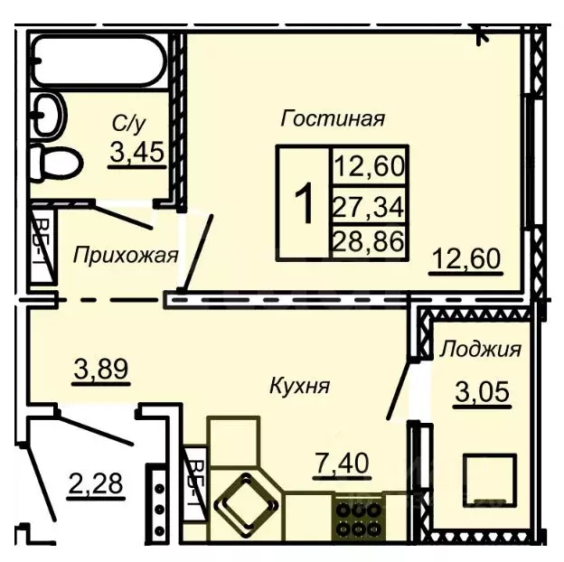 1-к кв. Ульяновская область, Ульяновск бул. Льва Лановского, 4 (27.34 ... - Фото 0