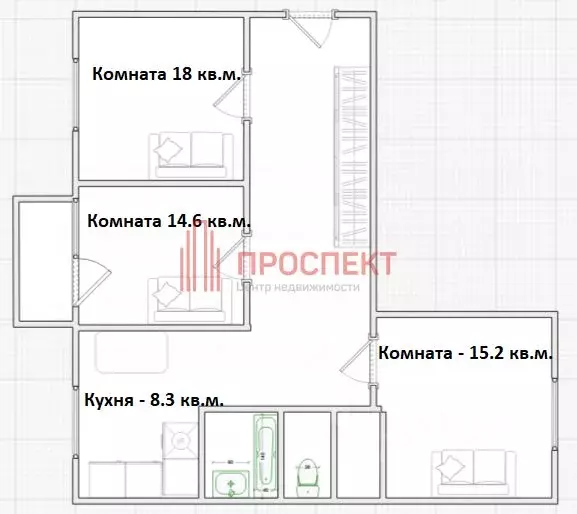 3-к кв. Пензенская область, Пенза ул. Урицкого, 44А (78.6 м) - Фото 1