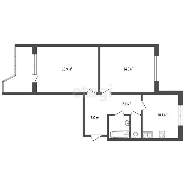 2-комнатная квартира: Реутов, Молодёжная улица, 2 (55.5 м) - Фото 0