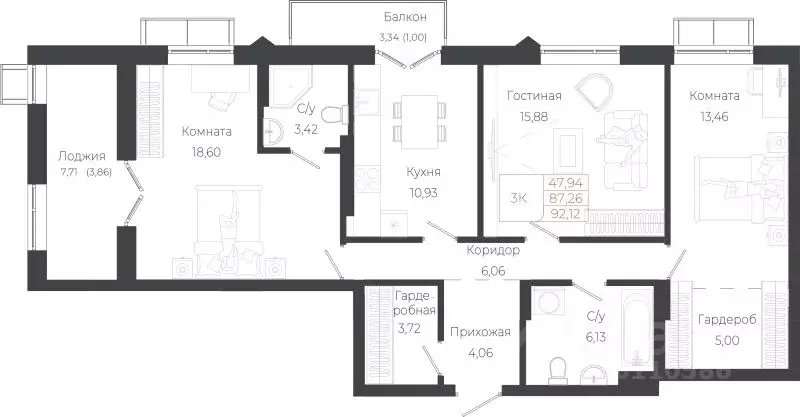 3-к кв. Алтай, Майминский район, с. Майма ул. Энергетиков (92.12 м) - Фото 1