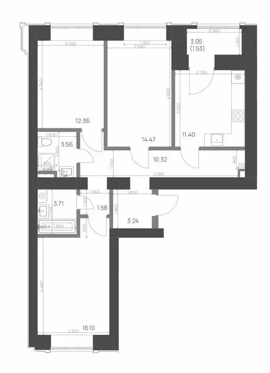 3-комнатная квартира: Нижнекамск, 15-й микрорайон, ЖК Калина (78.27 м) - Фото 0