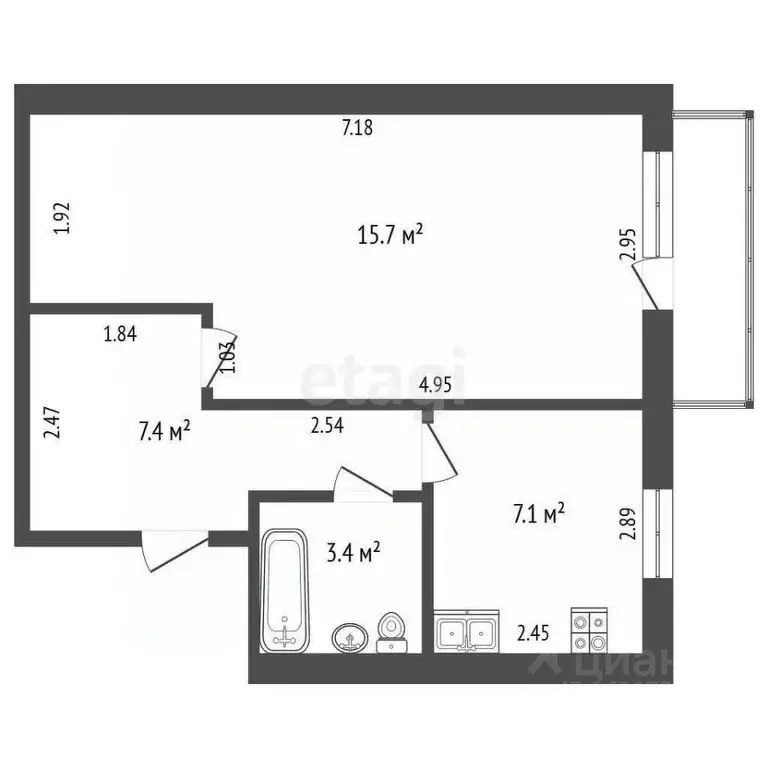 1-к кв. Саха (Якутия), Якутск ул. Есенина, 4/3 (36.7 м) - Фото 2