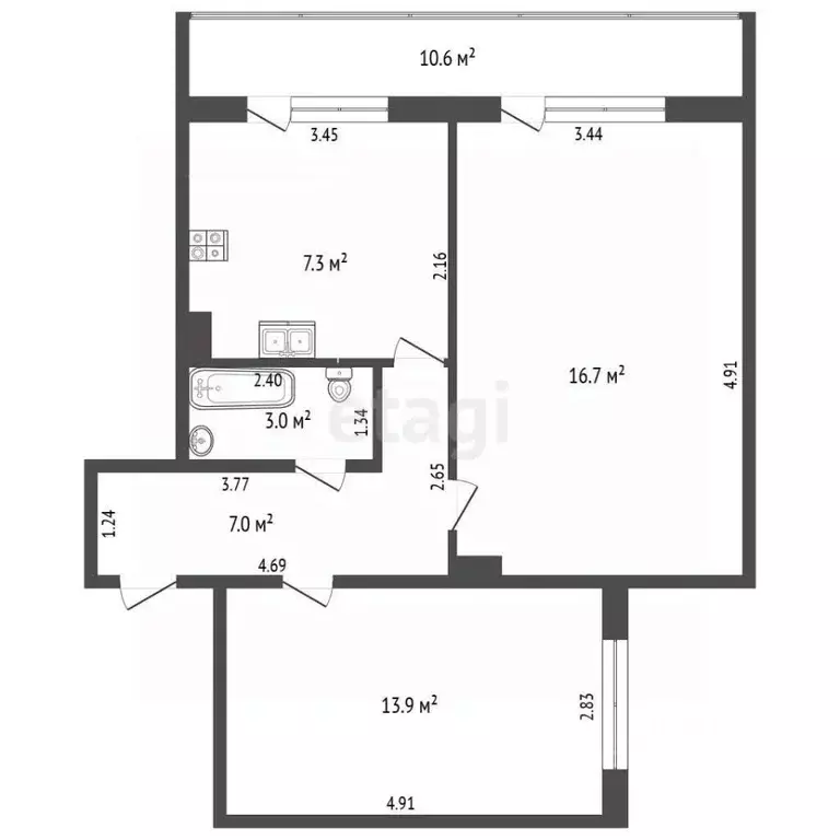 2-к кв. Крым, Черноморское пгт ул. Димитрова, 9Б (47.9 м) - Фото 2