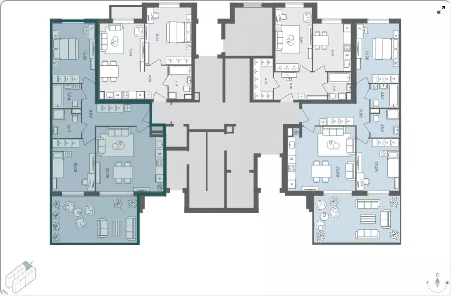 3-комнатная квартира: село Перхушково, микрорайон Равновесие, 10 (65.7 ... - Фото 2