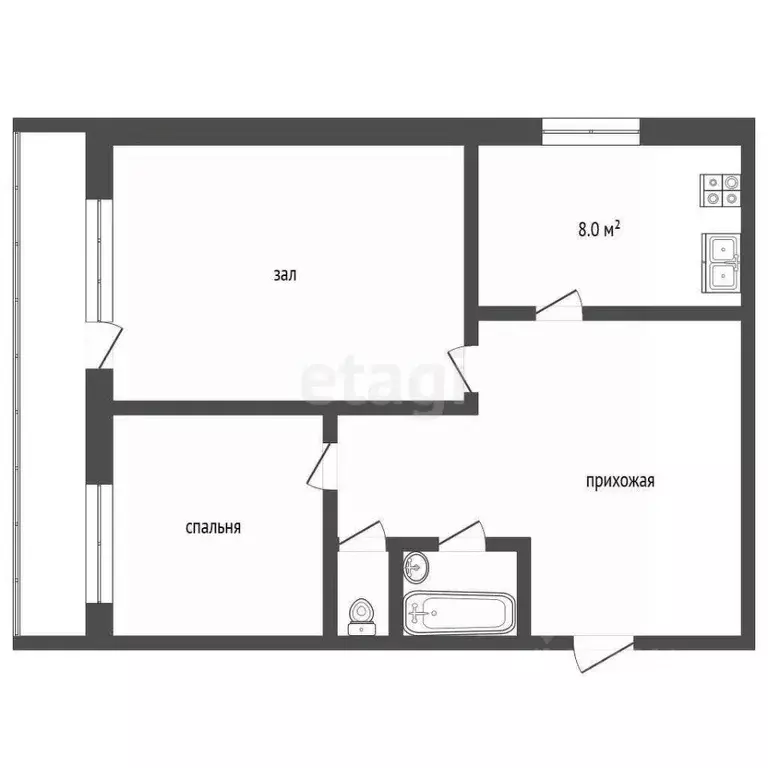 2-к кв. Пермский край, Чернушка Коммунистическая ул., 14 (47.1 м) - Фото 1