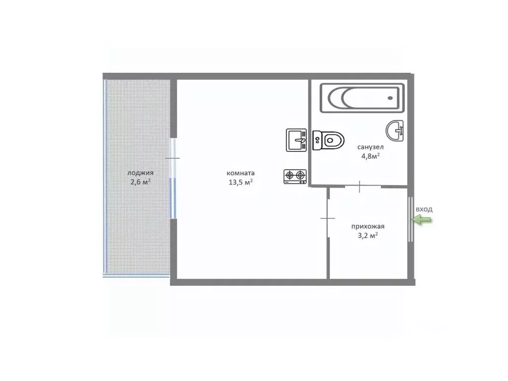 Студия Санкт-Петербург Черниговская ул., 11к1 (21.5 м) - Фото 2