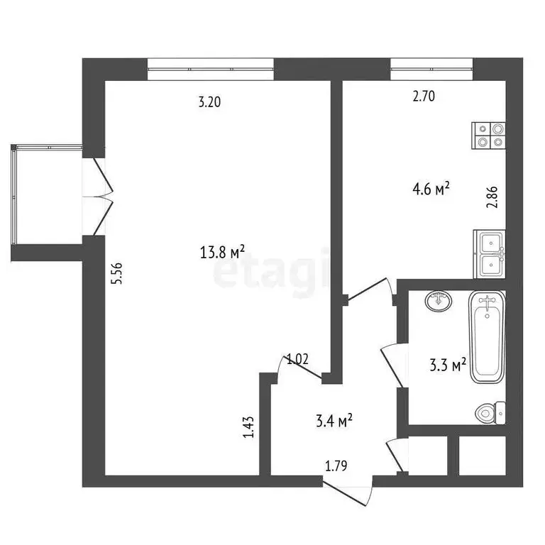 1-комнатная квартира: Ижевск, улица имени Короткова, 1 (31.4 м) - Фото 1