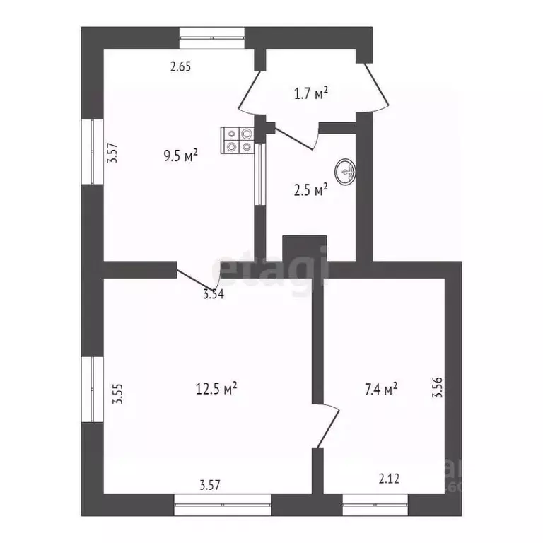 2-к кв. Крым, Джанкой ул. Промышленная, 22 (33.6 м) - Фото 1