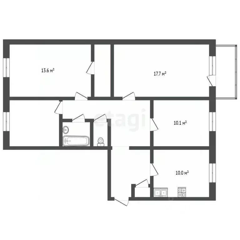 4-к кв. Ханты-Мансийский АО, Сургут ул. Григория Кукуевицкого, 12/2 ... - Фото 2