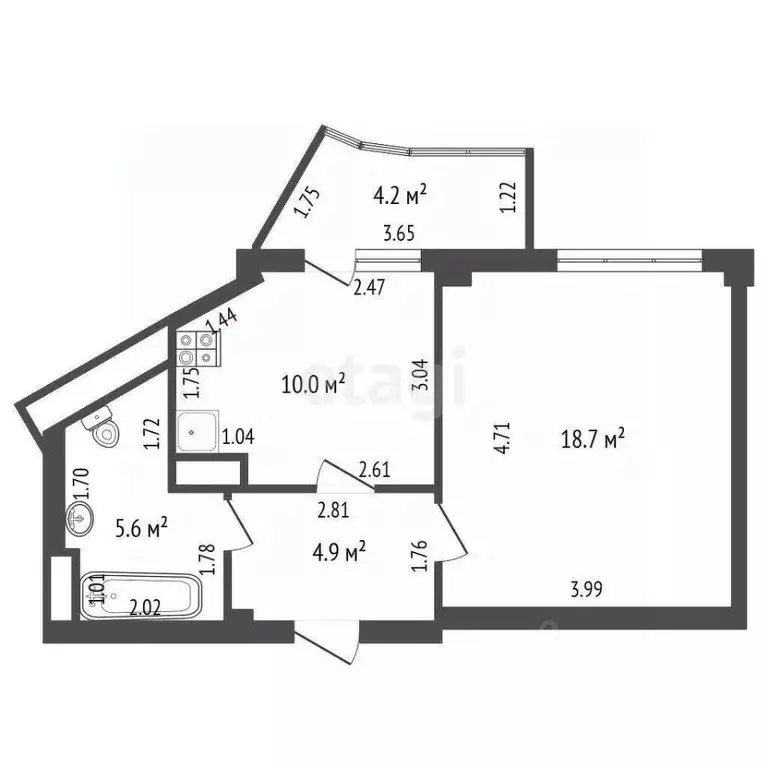 1-к кв. Самарская область, Самара Солнечная ул., 4 (39.2 м) - Фото 2