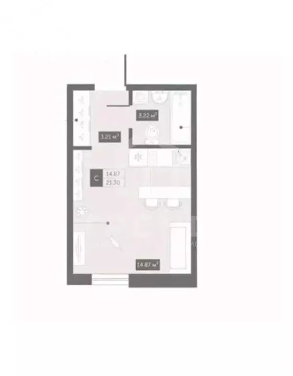 Студия Санкт-Петербург ул. Матроса Железняка, 1А (22.2 м) - Фото 1