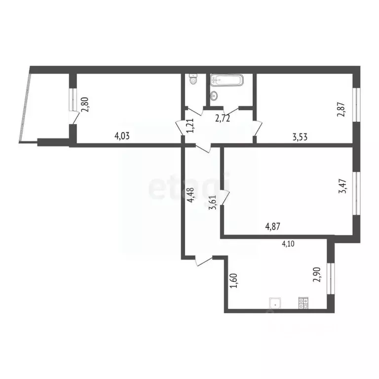 3-к кв. Тамбовская область, Тамбов ул. Чичерина, 34 (62.9 м) - Фото 1