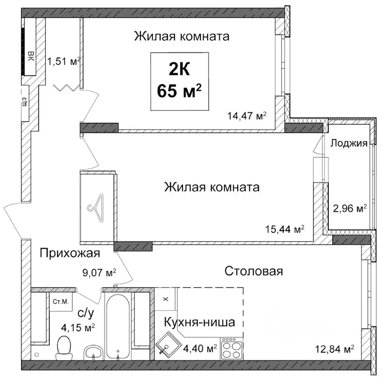 2-к кв. Нижегородская область, Нижний Новгород Подкова на Ванеева ... - Фото 0