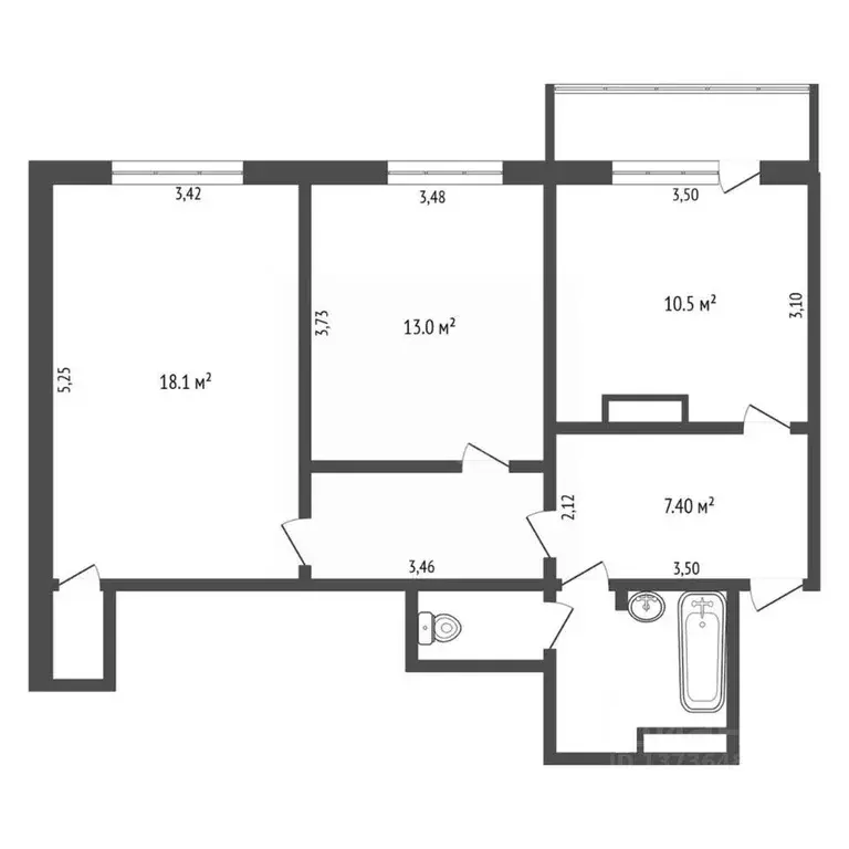 2-к кв. Саха (Якутия), Нерюнгри просп. Ленина, 25/1 (61.3 м) - Фото 2