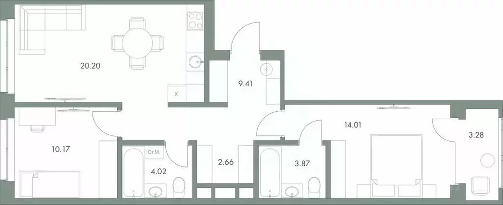 2-к кв. Ханты-Мансийский АО, Сургут ул. Крылова (67.62 м) - Фото 0