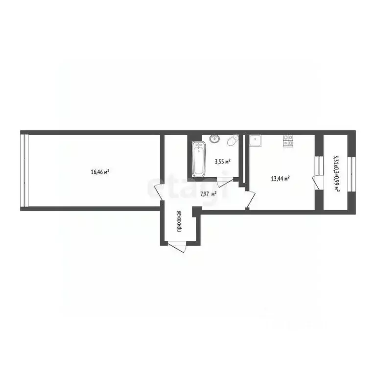 1-к кв. Крым, Алушта ул. 60 лет СССР (42.41 м) - Фото 2