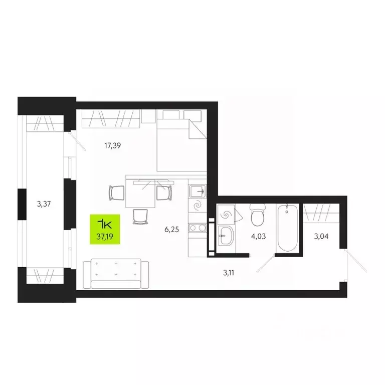 1-к кв. Томская область, Томск Уютный жилой квартал, ул. Маяковского, ... - Фото 1