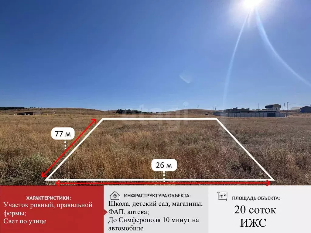 Участок в Крым, Симферопольский район, с. Урожайное ул. Подгорная ... - Фото 1