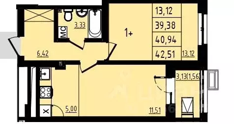 1-к кв. Башкортостан, Уфа Затон-Восточный жилрайон, Новаленд мкр,  ... - Фото 1