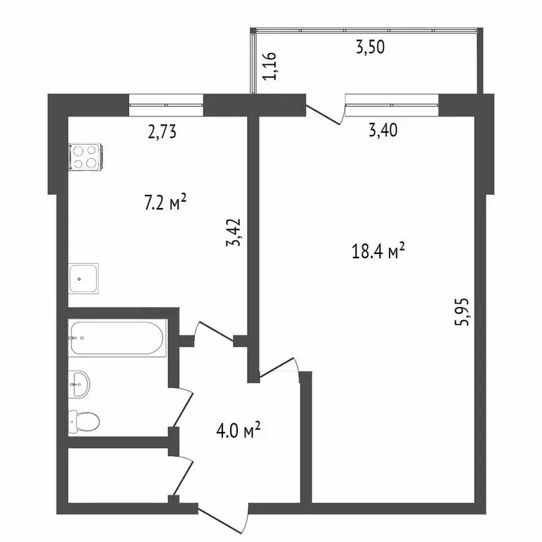 1-комнатная квартира: Омск, улица Волховстроя, 90 (36.1 м) - Фото 1