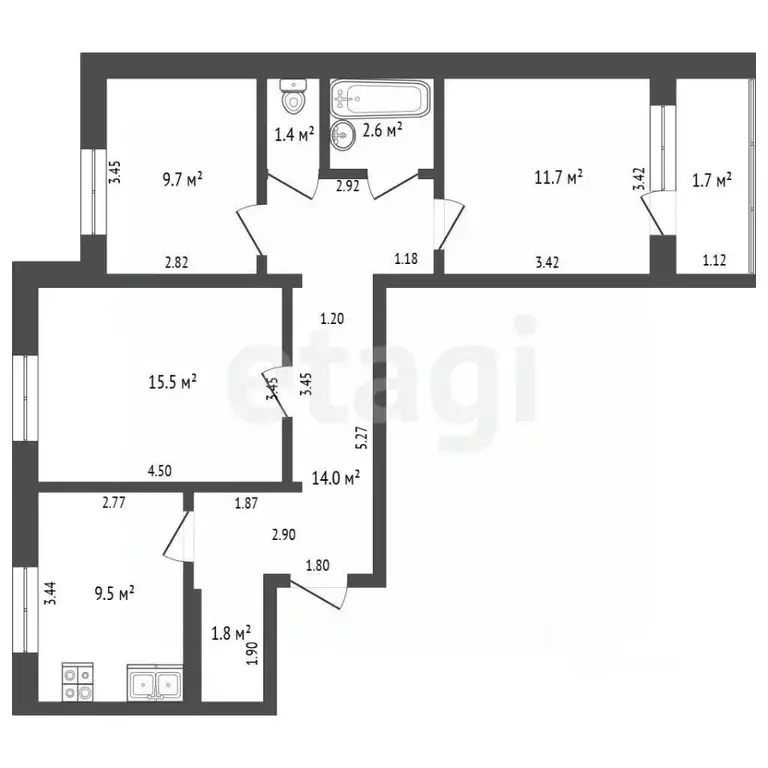 3-к кв. Марий Эл, Козьмодемьянск 2-й мкр, 30 (66.2 м) - Фото 2