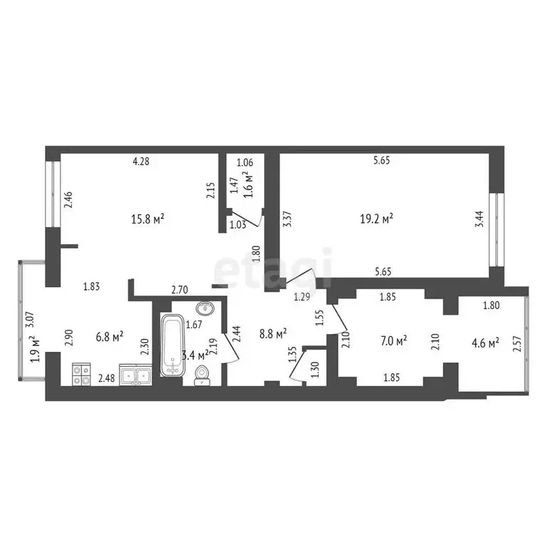 3-комнатная квартира: Анапа, улица Ленина, 141 (63.4 м) - Фото 1