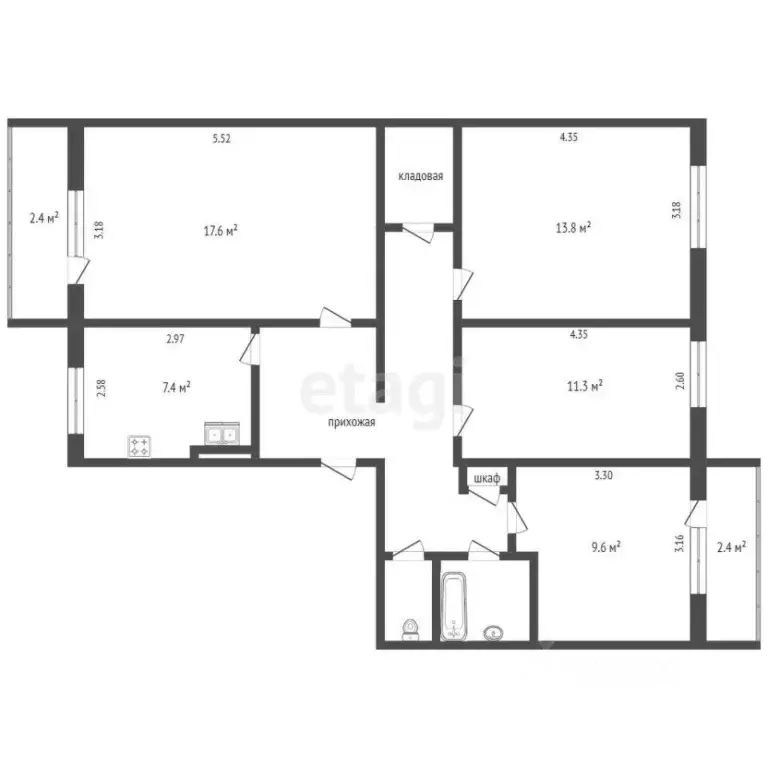 4-к кв. Ямало-Ненецкий АО, Ноябрьск ул. Цоя, 21 (79.9 м) - Фото 1