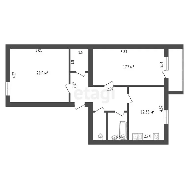2-комнатная квартира: Тамбов, Коммунальная улица, 72А (72.79 м) - Фото 0