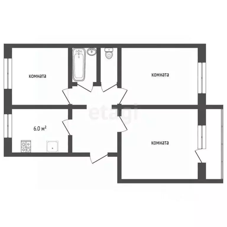 3-к кв. Владимирская область, Муром ул. Льва Толстого, 18 (57.6 м) - Фото 2