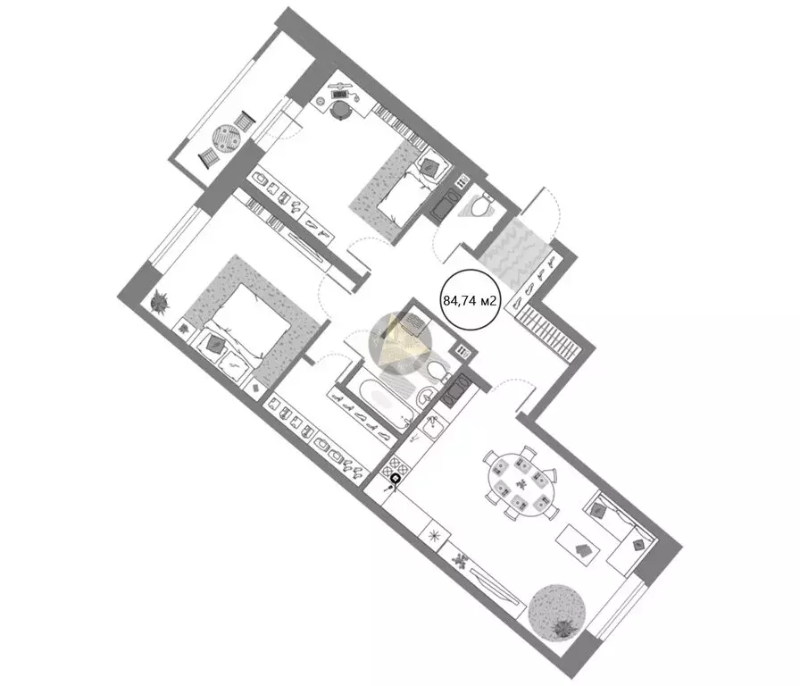 2-комнатная квартира: Санкт-Петербург, проспект Авиаконструкторов, 54 ... - Фото 1