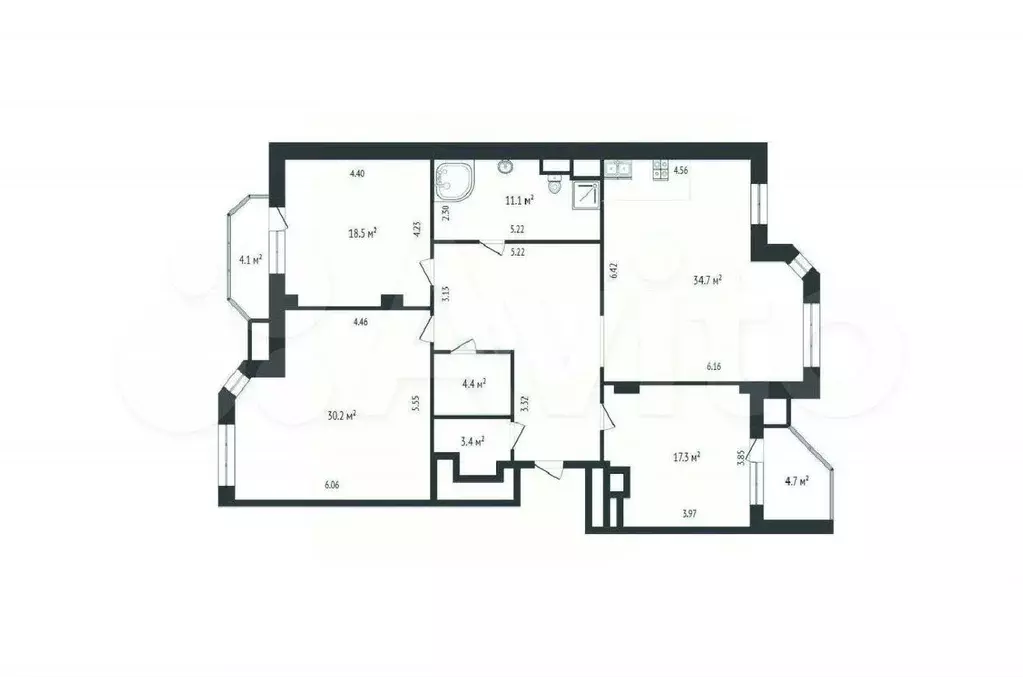 3-к. квартира, 154 м, 5/19 эт. - Фото 0