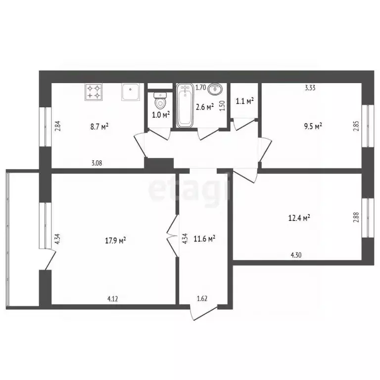 3-к кв. Хабаровский край, Амурск Комсомольский просп., 85 (64.8 м) - Фото 2