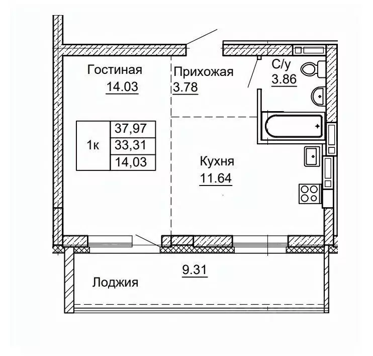 1-к кв. Алтайский край, Барнаул ул. Никитина, 41 (37.97 м) - Фото 0
