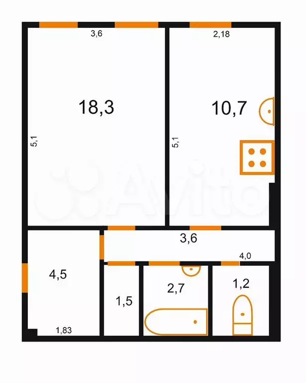 1-к. квартира, 42,5 м, 3/4 эт. - Фото 0