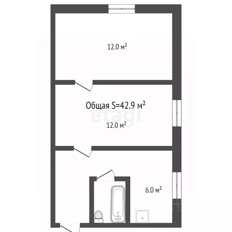 2-к кв. Брянская область, Брянск ул. 2-я Мичурина, 12 (42.9 м) - Фото 1