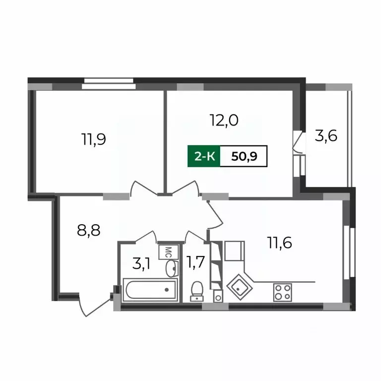 2-к кв. Владимирская область, Владимир бул. Сталинградский, 7 (50.9 м) - Фото 0